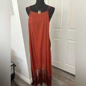 Topshop Fringe Hem Maxi Dress
